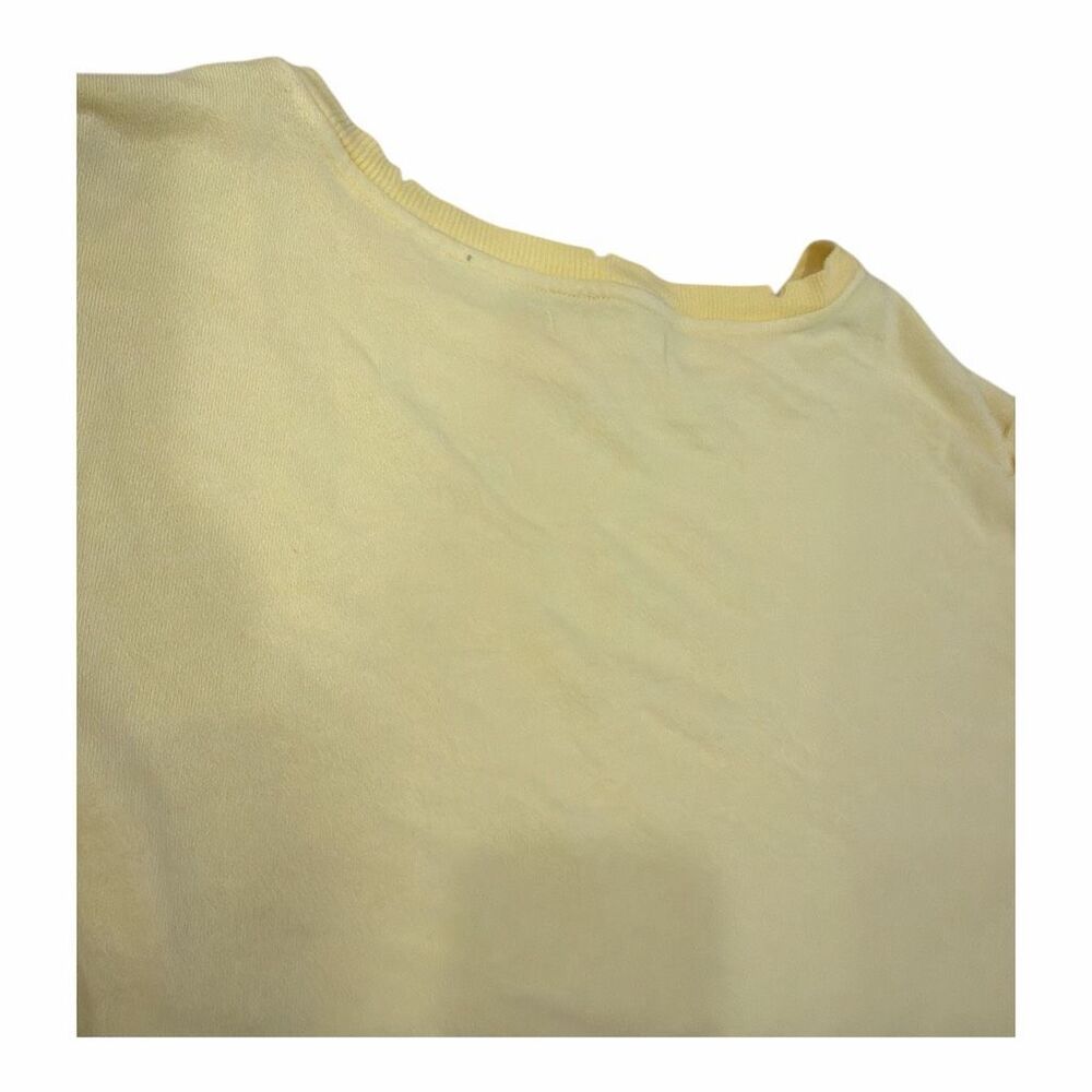 Free People Yellow Cropped Crewneck Sweatshirt Raw Hem Distressed Pullover Top M - Picture 6 of 8